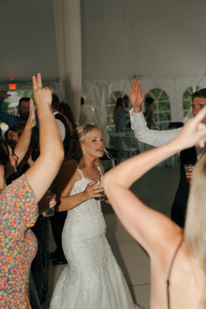 bride and groom dancing