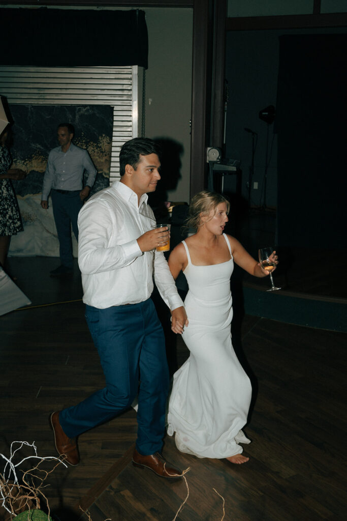 bride and groom dancing