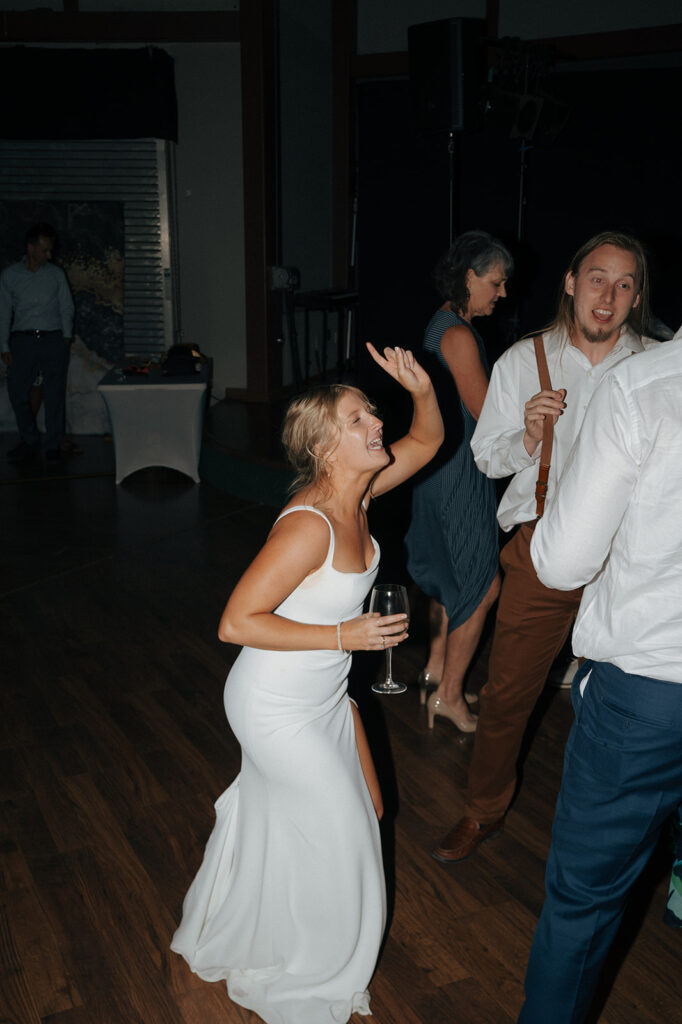 newly married couple dancing at their wedding reception