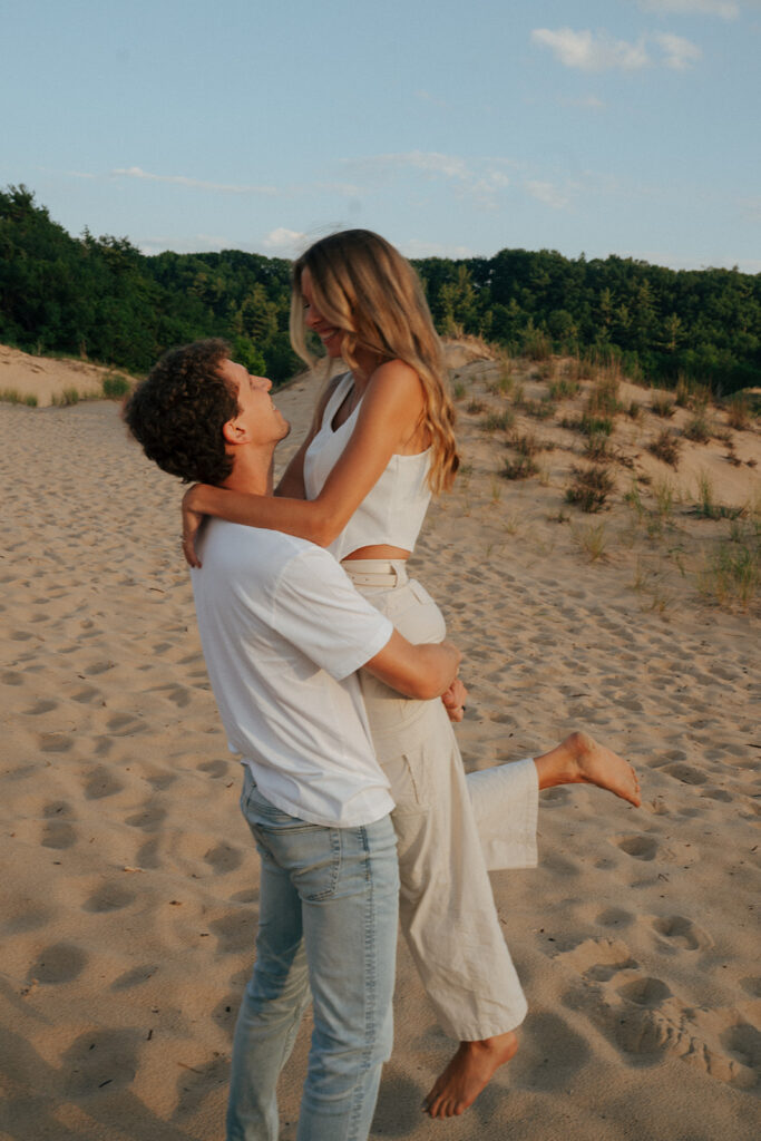 Fun Engagement Session at Oval Beach, MI