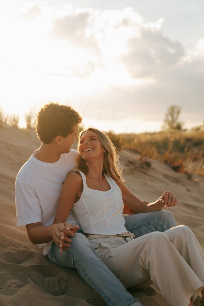 happy couple at their engagement session