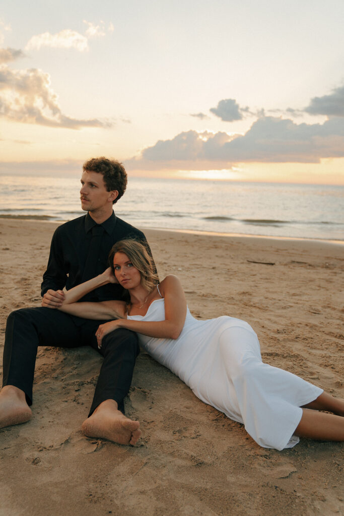 couple at their fun engagement session