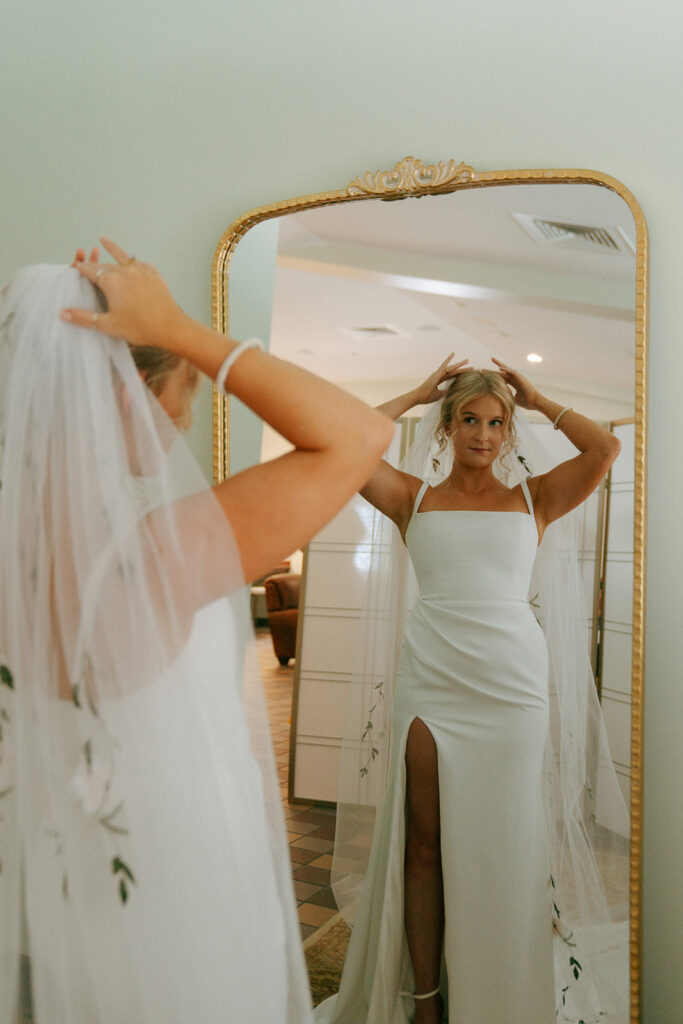 bride getting ready for her summer wedding