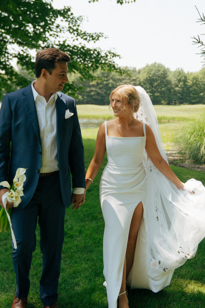 bride and groom at their summer wedding