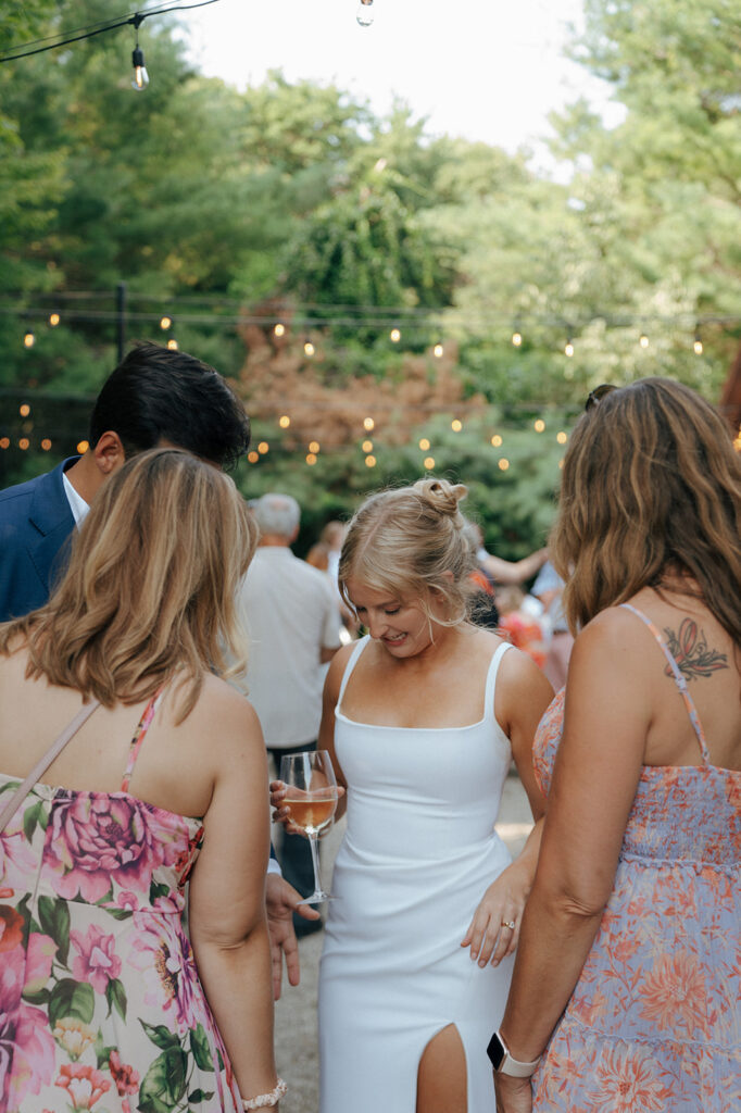 happy bride at her cocktail hour