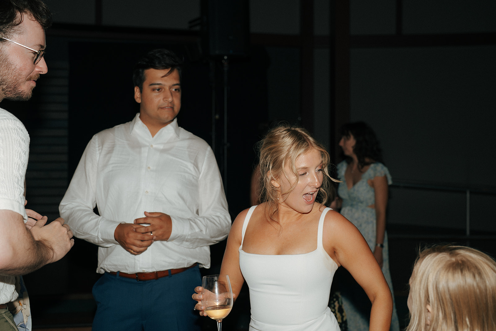 bride and groom dancing