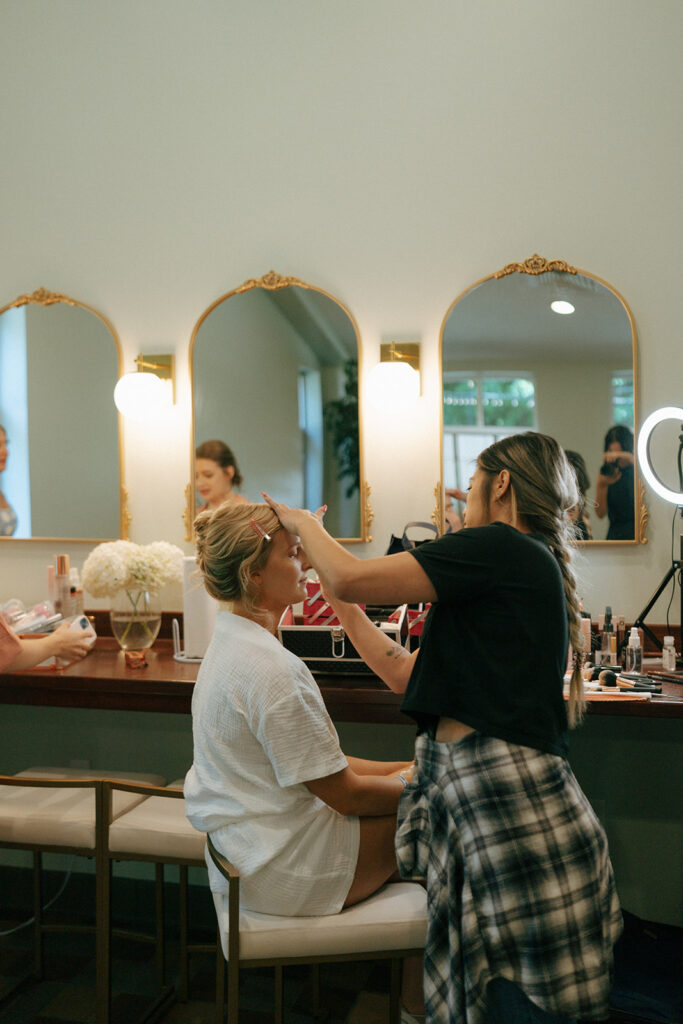 bride getting ready for her wedding ceremony