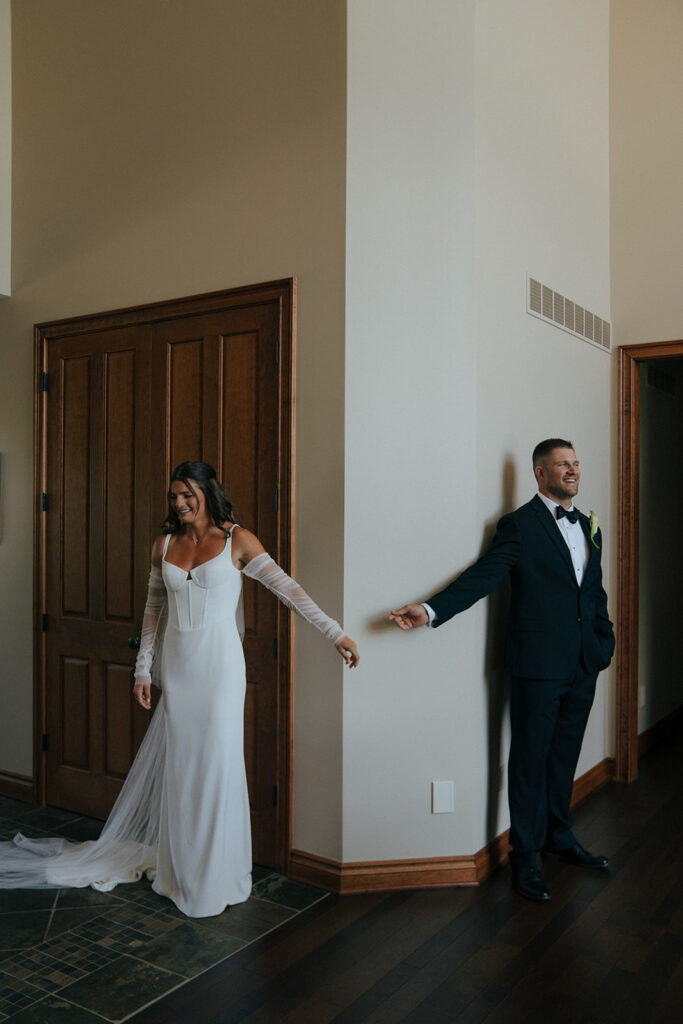 bride and groom heading to their wedding ceremony