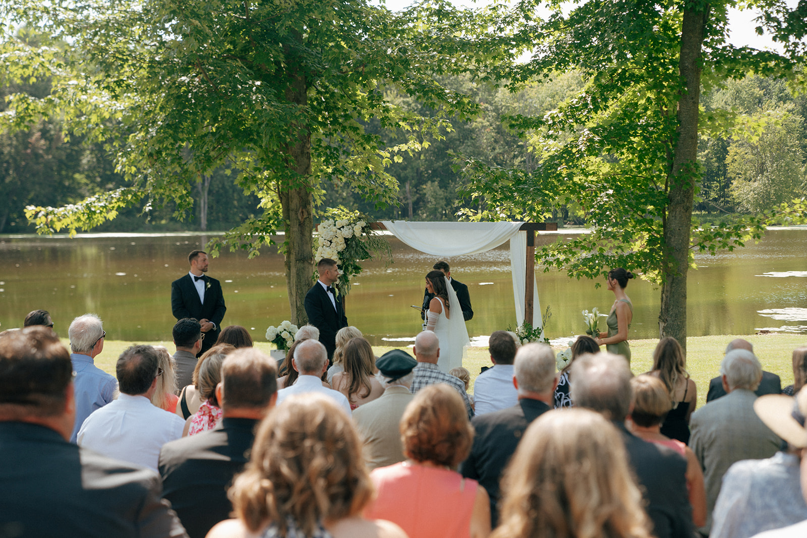 bride and groom at their dream backyard wedding ceremony