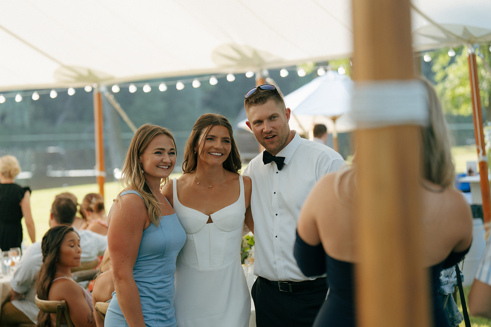 bride and groom with their guests