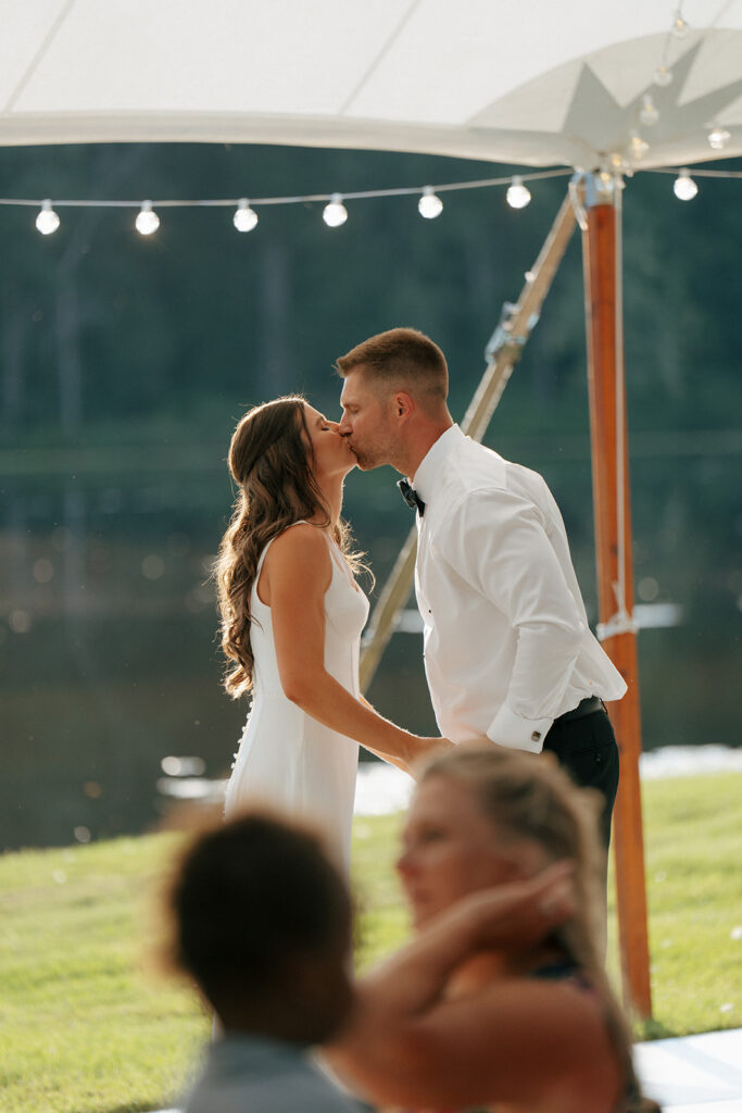 picture of the newlyweds kissing