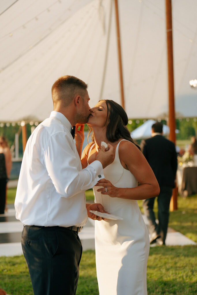 bride and groom kissing