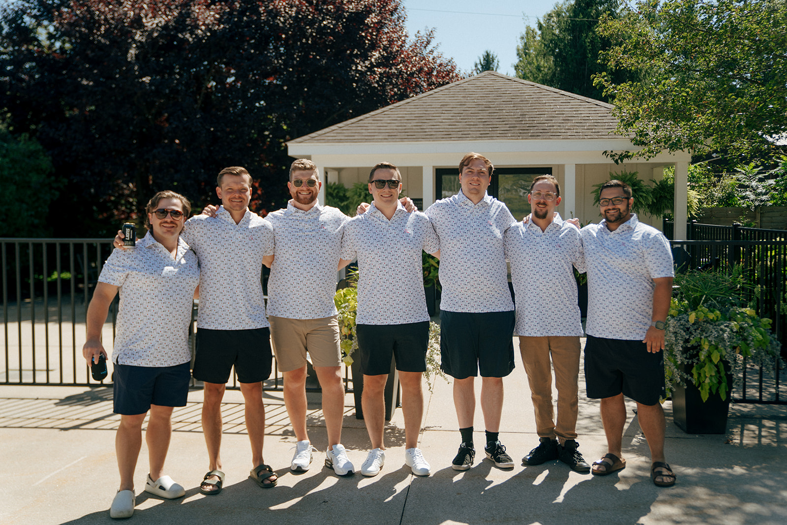 picture of the groom and his friends before getting ready for his timeless wedding ceremony