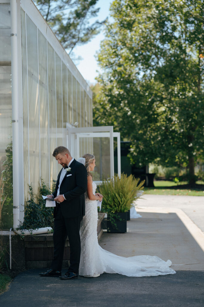 bride and groom at their first touch