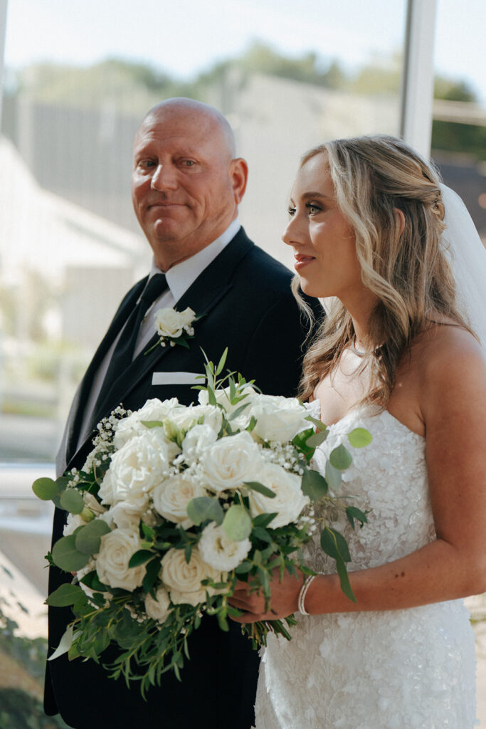 cute bride walking down the aisle