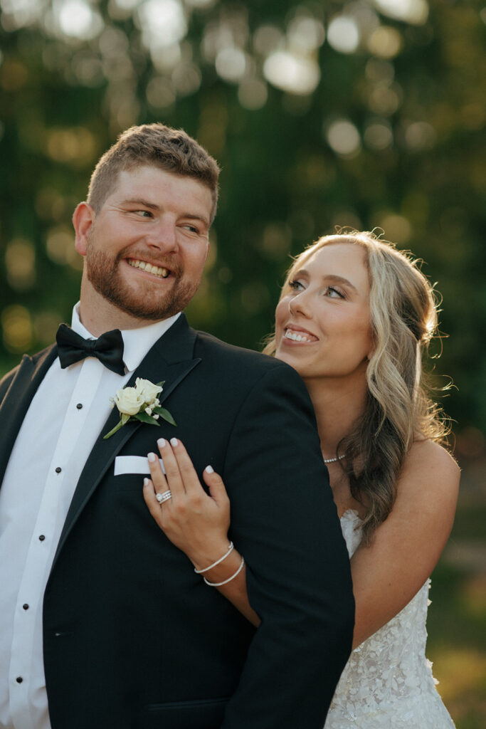 bride and groom looking at each other