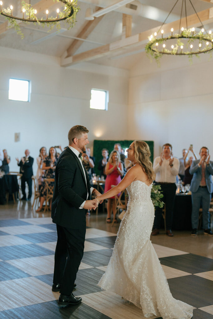 bride and groom dancing at the reception