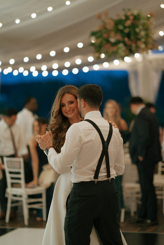 bride and groom dancing