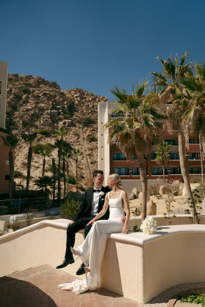 golden hour bridal portraits by the beach