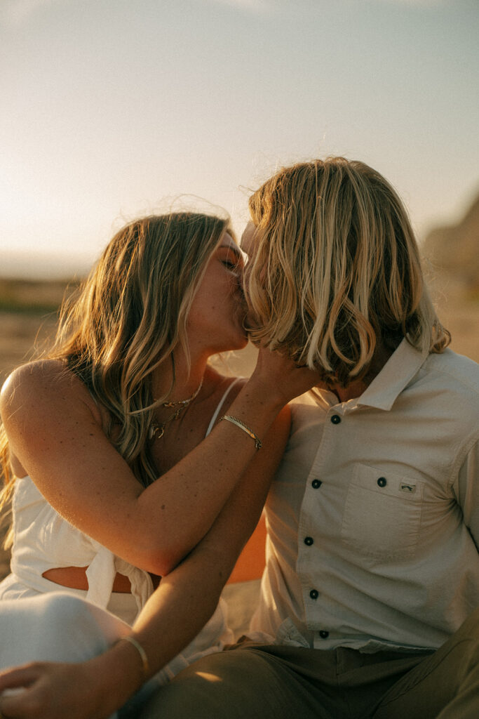 portrait of the couple kissing during their session