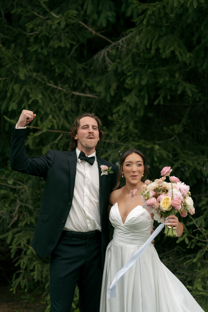cute picture of the newlyweds at their dream michigan wedding