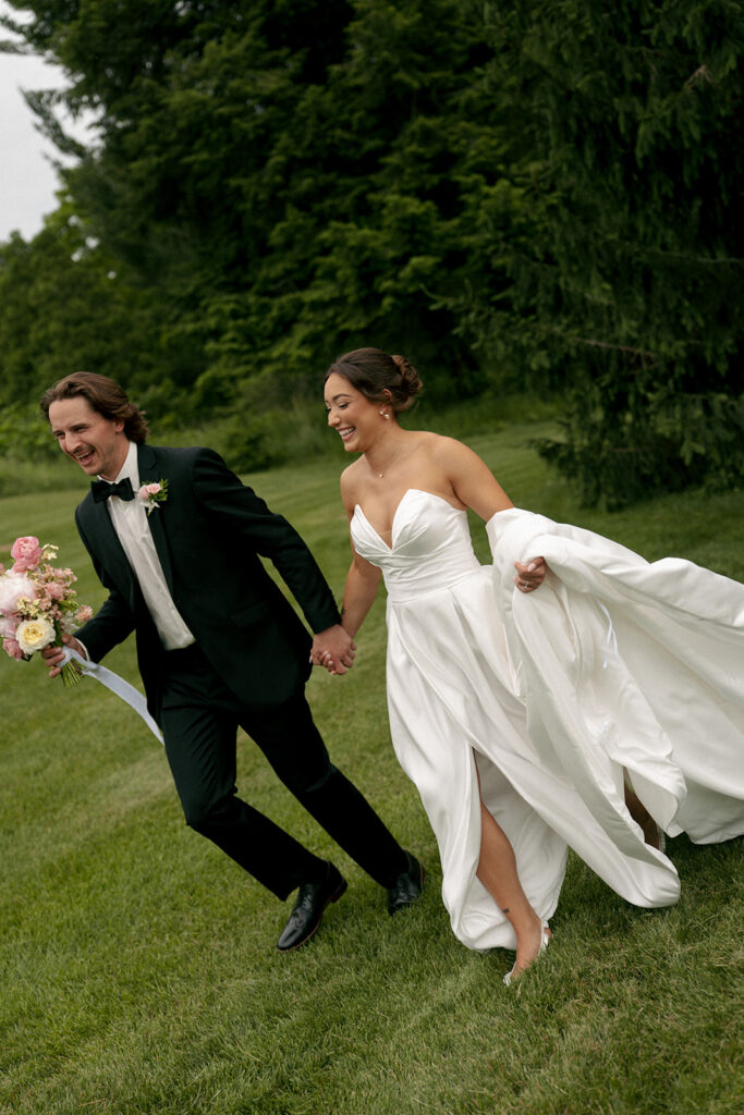 cute couple at their fun bridal session in michigan