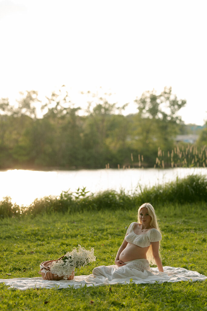 Nostalgic & Romantic Riverside Park Maternity Photos in Grand Rapids