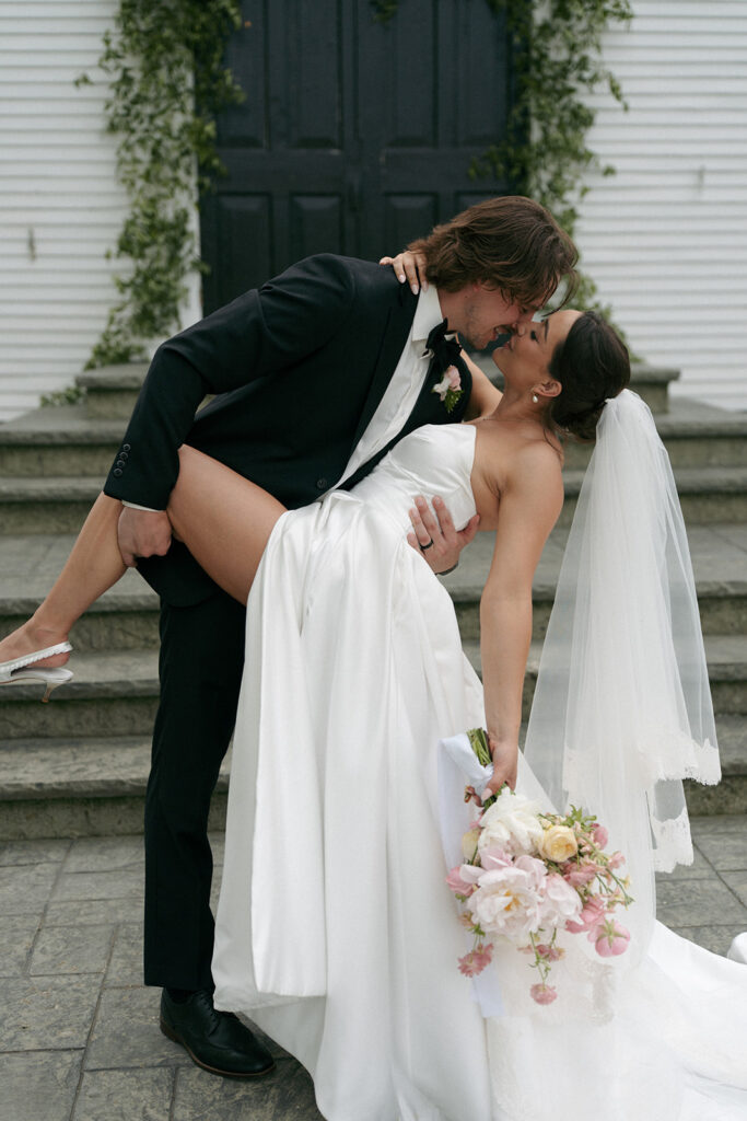 picture of the newlyweds kissing