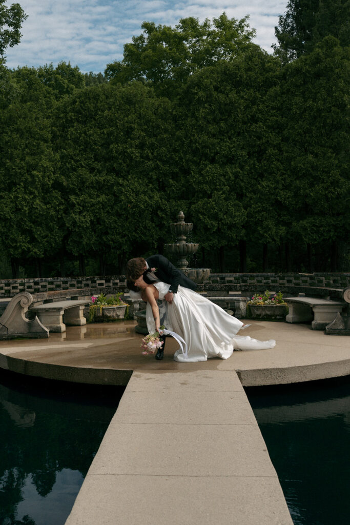cute picture of the newlyweds kissing