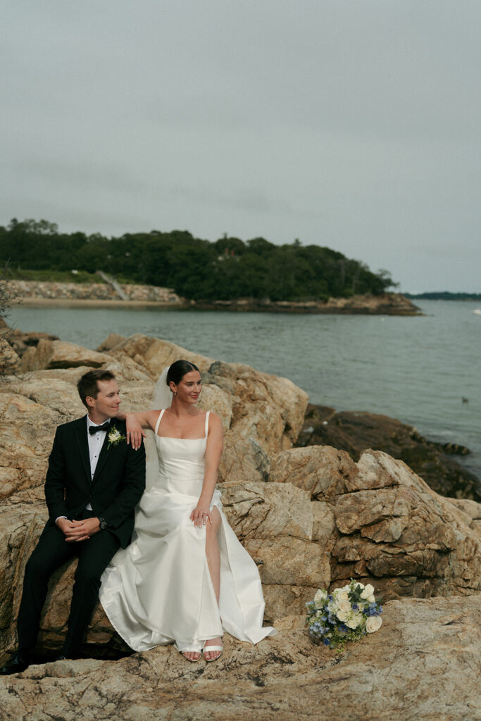 Couple at their dream coastal wedding