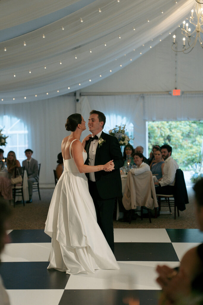 newlyweds at their wedding reception