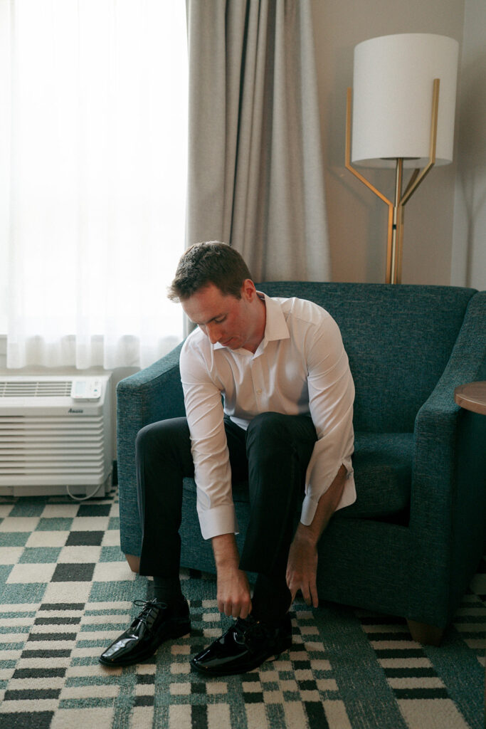 Groom getting ready for his dream wedding