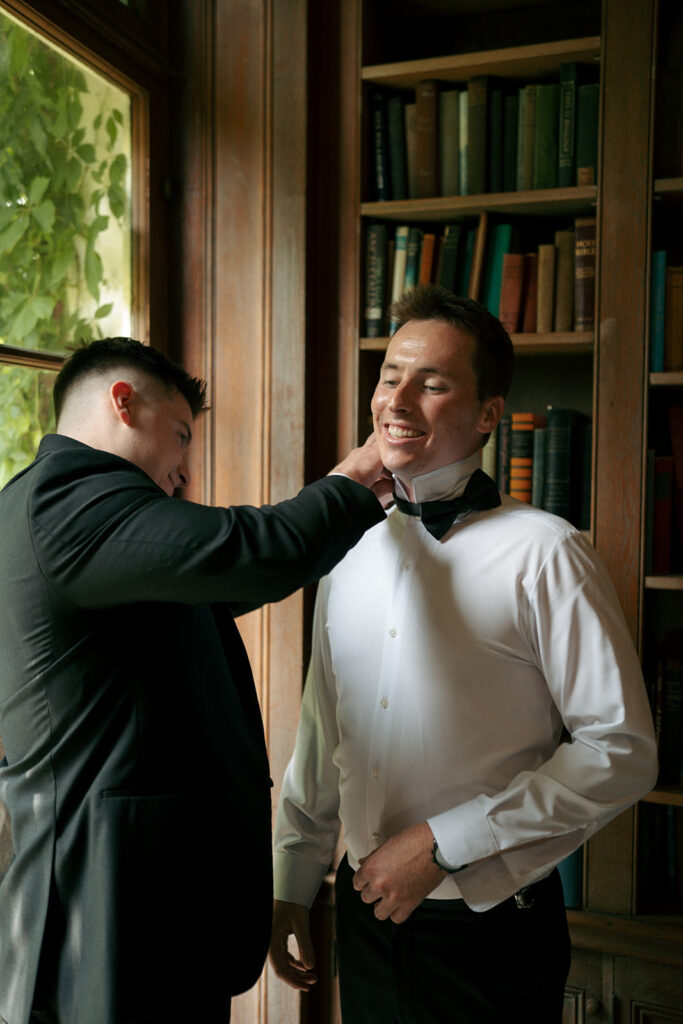 Groom before heading to his first look with the bride
