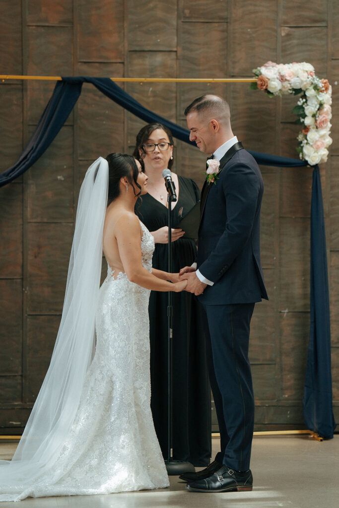 Couple emotional during their ceremony