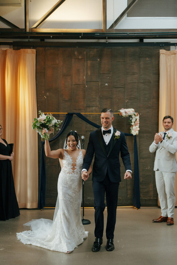 Newlyweds heading to their wedding reception