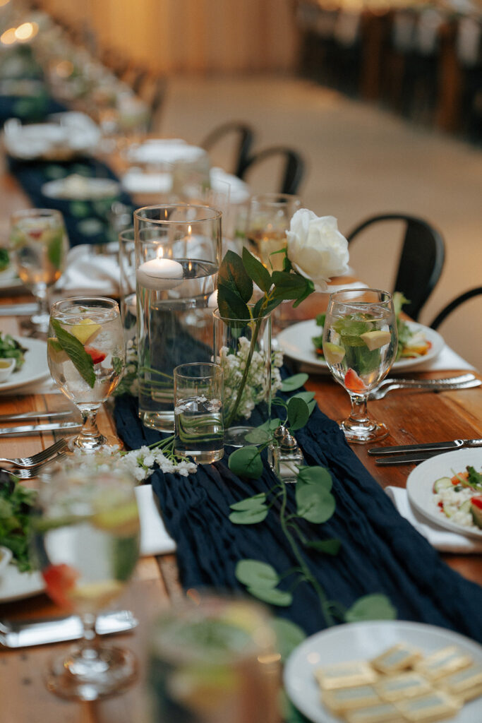 Elegant reception table, centerpieces
