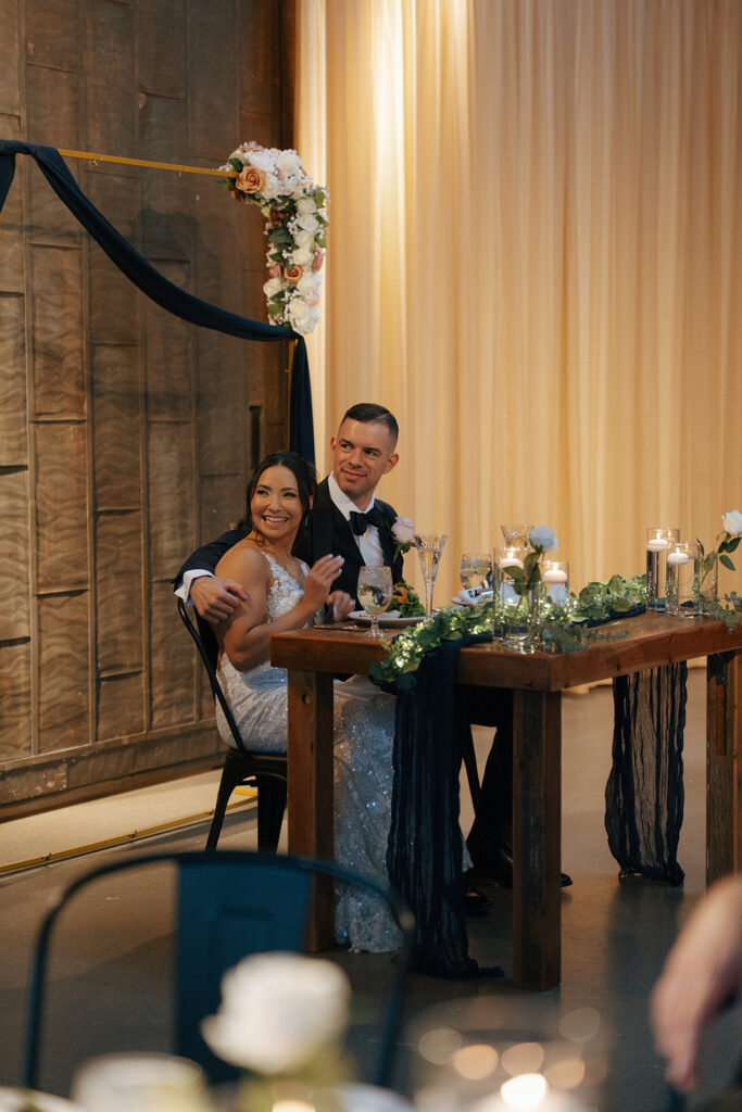 Newlyweds at their reception party