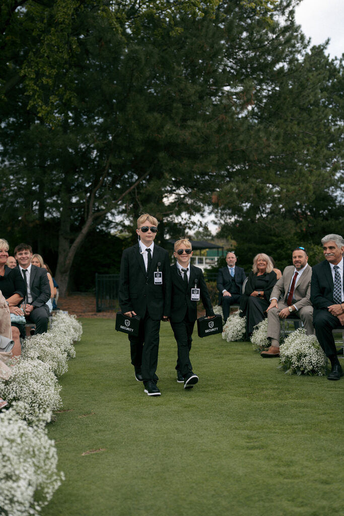 Bride and groom first look moment at Wabeek Club luxury wedding