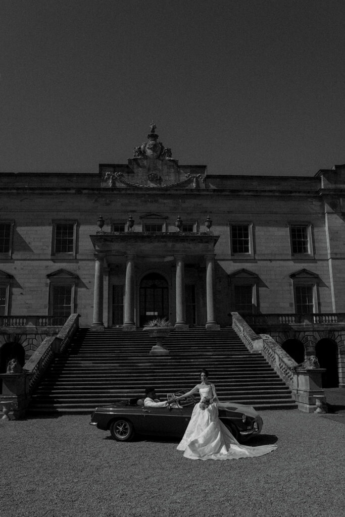 Groom in classic suit at Gosford House Scotland destination wedding