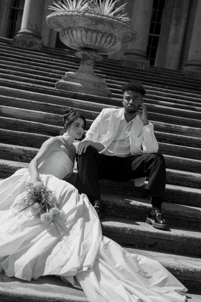Intimate first look moment between bride and groom at Scotland estate